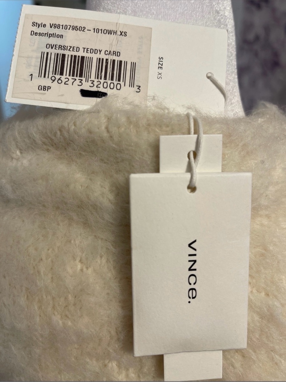 Vince Cream Fuzzy Button-Front Women's Cardigan - Picture 9 of 11